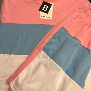 Kids Colorblock Shirt - Pink, Blue, and White